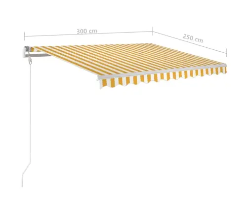 Markīze Ar Led Un Vēja Sensoru, 300X250 Cm, Dzelteni Balta Vidaxl