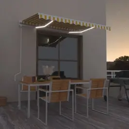 Markīze Ar Led Un Vēja Sensoru, 300X250 Cm, Dzelteni Balta Vidaxl