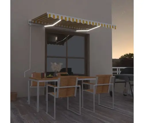 Markīze Ar Led Un Vēja Sensoru, 300X250 Cm, Dzelteni Balta Vidaxl