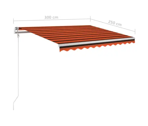 Markīze Ar Led Un Vēja Sensoru, 300X250 Cm, Oranži Brūna Vidaxl