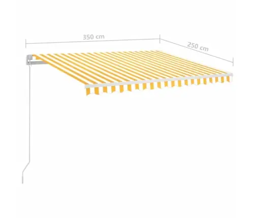Izvelkama Markīze Ar Led, 350X250 Cm, Dzeltena Un Balta Vidaxl