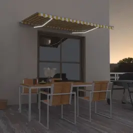 Izvelkama Markīze Ar Led, 350X250 Cm, Dzeltena Un Balta Vidaxl