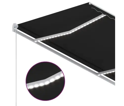 Manuāli Izvelkama Markīze Ar Led, 350X250 Cm, Antracītpelēka Vidaxl