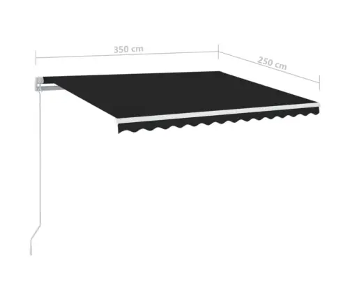 Manuāli Izvelkama Markīze Ar Led, 350X250 Cm, Antracītpelēka Vidaxl