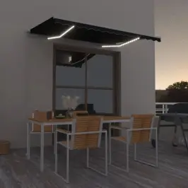 Manuāli Izvelkama Markīze Ar Led, 350X250 Cm, Antracītpelēka Vidaxl