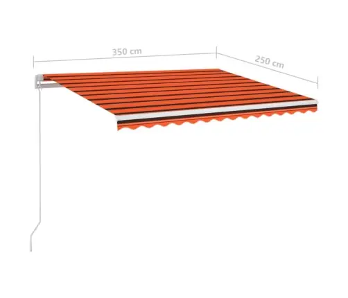 Izvelkama Markīze Ar Led, Manuāla, 350X250 Cm, Oranža Un Brūna Vidaxl