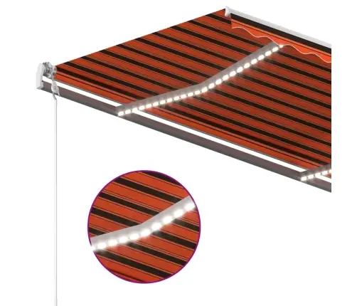 Markīze Ar Led Un Vēja Sensoru, 350X250 Cm, Oranži Brūna Vidaxl
