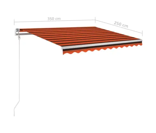 Markīze Ar Led Un Vēja Sensoru, 350X250 Cm, Oranži Brūna Vidaxl
