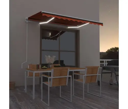 Markīze Ar Led Un Vēja Sensoru, 350X250 Cm, Oranži Brūna Vidaxl