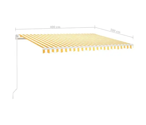 Izvelkama Markīze Ar Led, 400X300 Cm, Manuāla, Dzeltenbalta Vidaxl
