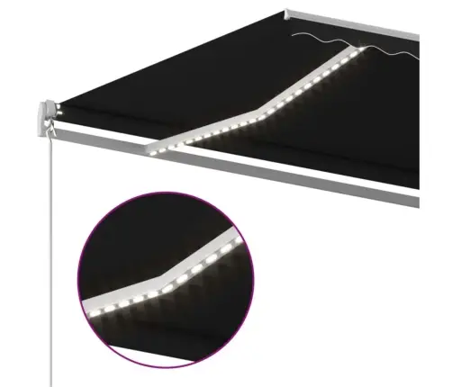 Izvelkama Markīze Ar Led, 400X300 Cm, Manuāla, Antracītpelēka Vidaxl