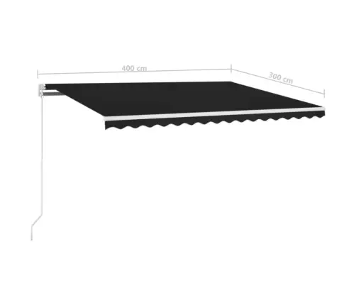 Izvelkama Markīze Ar Led, 400X300 Cm, Manuāla, Antracītpelēka Vidaxl