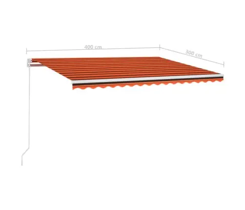 Käsitsi Sissetõmmatav Varikatus Led, 400X300 cm Oranž Ja Pruun