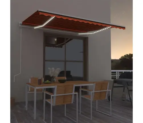 Izvelkama Markīze, Led, Vēja Sensors, Oranži Brūna, 400X300 Cm Vidaxl