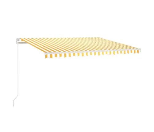 Izvelkama Markīze Ar Led, 450X300 Cm, Dzeltena Un Balta Vidaxl