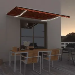 Izvelkama Markīze Ar Led, Manuāla, 450X300 Cm, Oranža Un Brūna Vidaxl