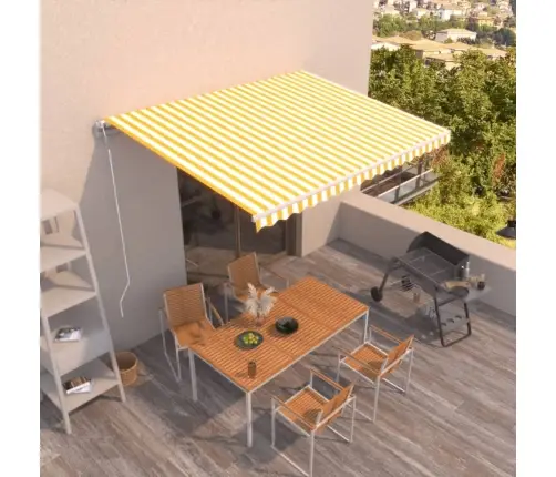 Izvelkama Markīze, 450X300 Cm, Automātiska, Dzeltena Un Balta Vidaxl