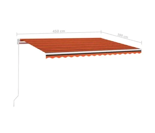 Izvelkama Markīze, Led, Vēja Sensors, Oranži Brūna, 450X300 Cm Vidaxl