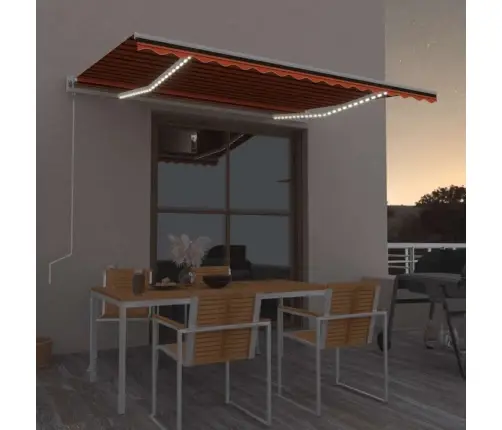 Izvelkama Markīze, Led, Vēja Sensors, Oranži Brūna, 450X300 Cm Vidaxl
