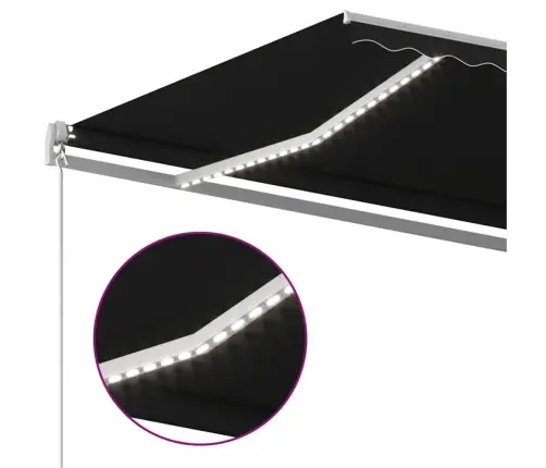 Izvelkama Markīze Ar Led, 500X300 Cm, Manuāla, Antracītpelēka Vidaxl