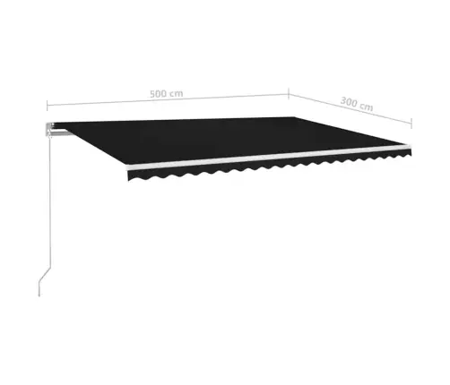 Izvelkama Markīze Ar Led, 500X300 Cm, Manuāla, Antracītpelēka Vidaxl