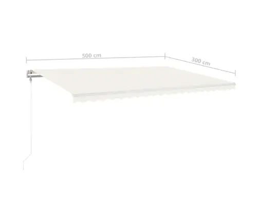 Izvelkama Markīze, Led, Vēja Sensors, Krēmkrāsas, 500X300 Cm Vidaxl