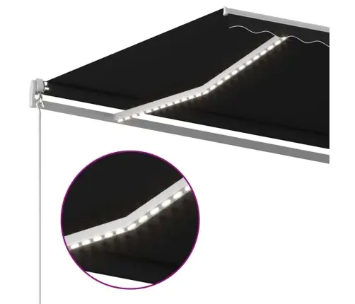 Izvelkama Markīze Ar Led, Manuāli Darbināma, 600X300 Cm, Pelēka Vidaxl