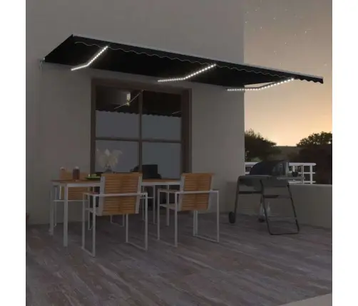 Izvelkama Markīze Ar Led, Manuāli Darbināma, 600X300 Cm, Pelēka Vidaxl