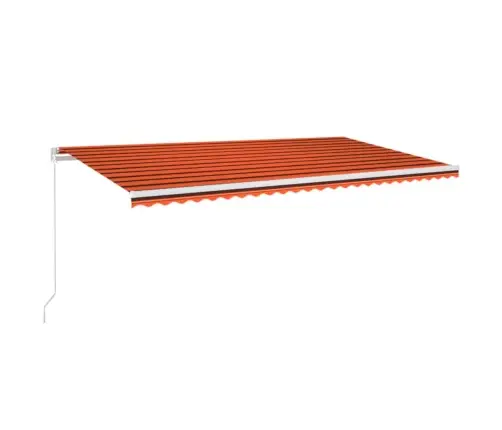 Izvelkama Markīze Ar Led, Manuāla, 600X300 Cm, Oranža Un Brūna Vidaxl