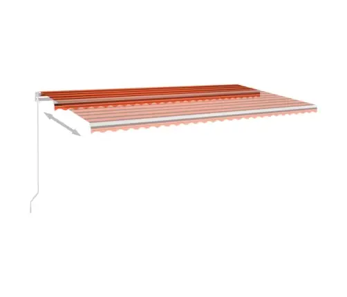 Izvelkama Markīze Ar Led, Manuāla, 600X300 Cm, Oranža Un Brūna Vidaxl