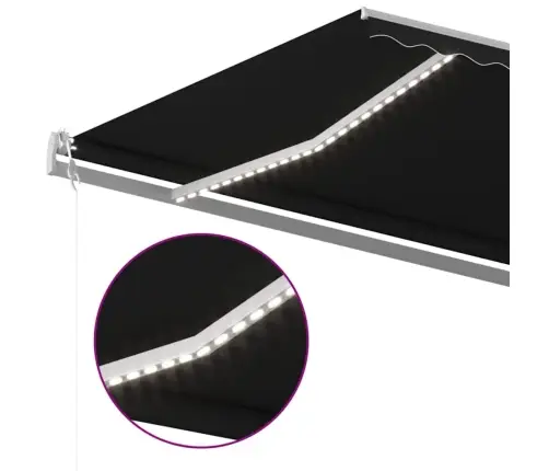 Izvelkama Markīze Ar Led Un Vēja Sensoru, Pelēka, 600X300 Cm Vidaxl