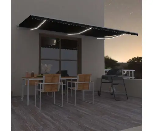 Izvelkama Markīze Ar Led Un Vēja Sensoru, Pelēka, 600X300 Cm Vidaxl