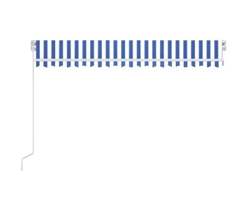 Käsitsi Sissetõmmatav Varikatus Lediga 400X350 Cm Sinine/Valge