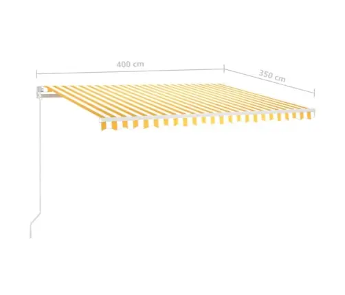 Käsitsi Sissetõmmatav Varikatus Lediga 400X350 Cm Kollane/Valge