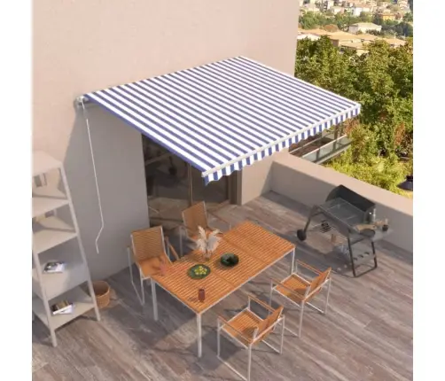 Automaatselt Sissetõmmatav Varikatus 400X350 Cm Sinine Ja Valge