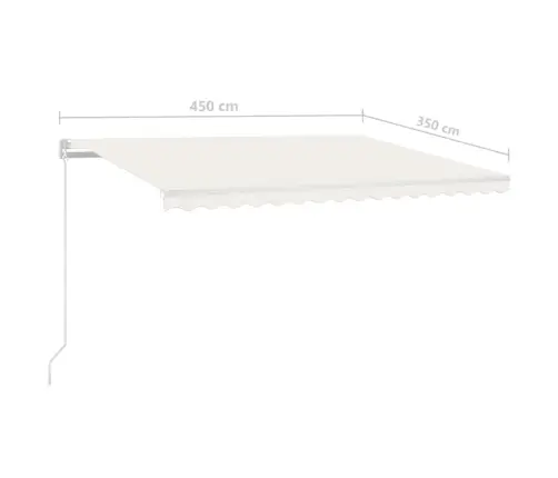 Izvelkama Markīze, 450X350 Cm, Manuāla, Krēmkrāsas Vidaxl