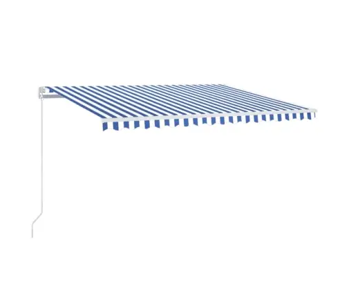 Izvelkama Markīze Ar Led, 450X350 Cm, Manuāla, Zila Un Balta Vidaxl