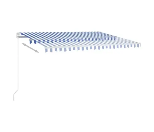 Izvelkama Markīze Ar Led, 450X350 Cm, Manuāla, Zila Un Balta Vidaxl
