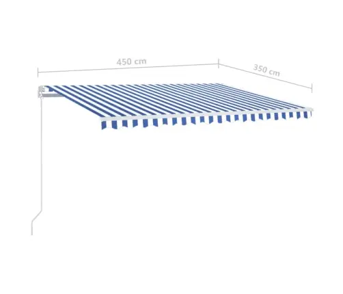 Izvelkama Markīze Ar Led, 450X350 Cm, Manuāla, Zila Un Balta Vidaxl