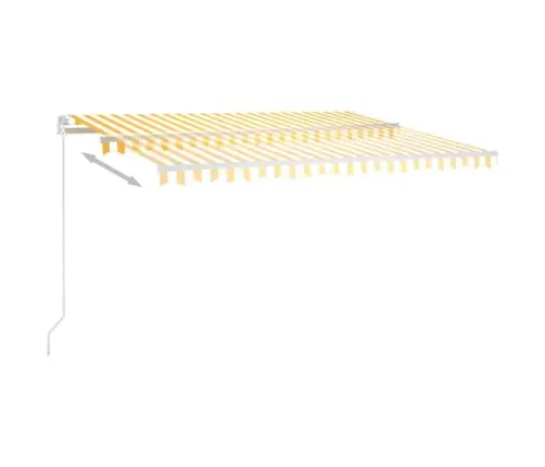 Izvelkama Markīze Ar Led, 450X350Cm, Manuāla, Dzeltena Un Balta Vidaxl
