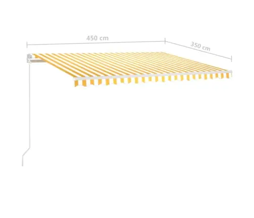 Izvelkama Markīze Ar Led, 450X350Cm, Manuāla, Dzeltena Un Balta Vidaxl