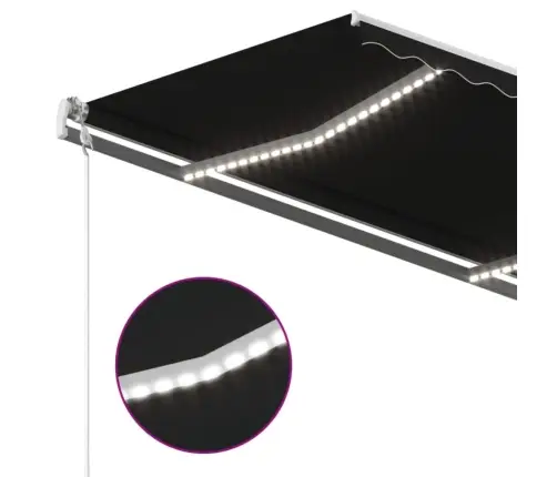 Izvelkama Markīze Ar Led, 450X350 Cm, Manuāla, Antracītpelēka Vidaxl