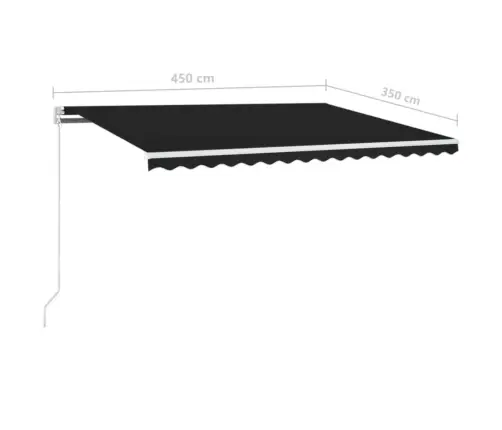 Izvelkama Markīze Ar Led, 450X350 Cm, Manuāla, Antracītpelēka Vidaxl