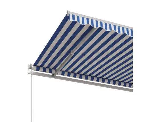Izvelkama Markīze, 450X350 Cm, Automātiska, Zila Un Balta Vidaxl