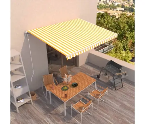 Automaatselt Sissetõmmatav Varikatus 350X250Cm Kollane Ja Valge