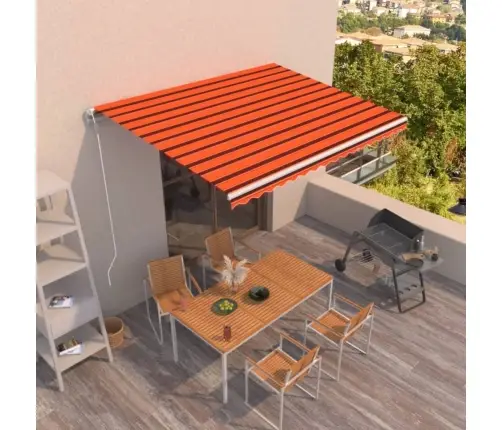 Izvelkama Markīze, 450X350 Cm, Automātiska, Oranža Un Brūna Vidaxl