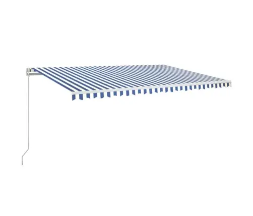 Izvelkama Markīze Ar Led, 500X350 Cm, Manuāla, Zila Un Balta Vidaxl
