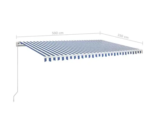 Izvelkama Markīze Ar Led, 500X350 Cm, Manuāla, Zila Un Balta Vidaxl