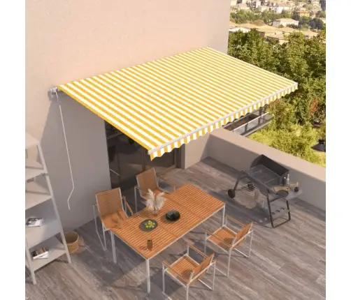 Automaatselt Sissetõmmatav Varikatus, 500X350 cm Kollane/Valge