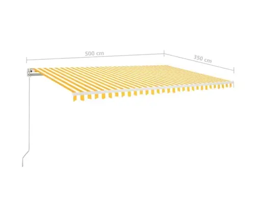 Markīze Ar Led Un Vēja Sensoru, 500X350 Cm, Dzeltenbalta Vidaxl